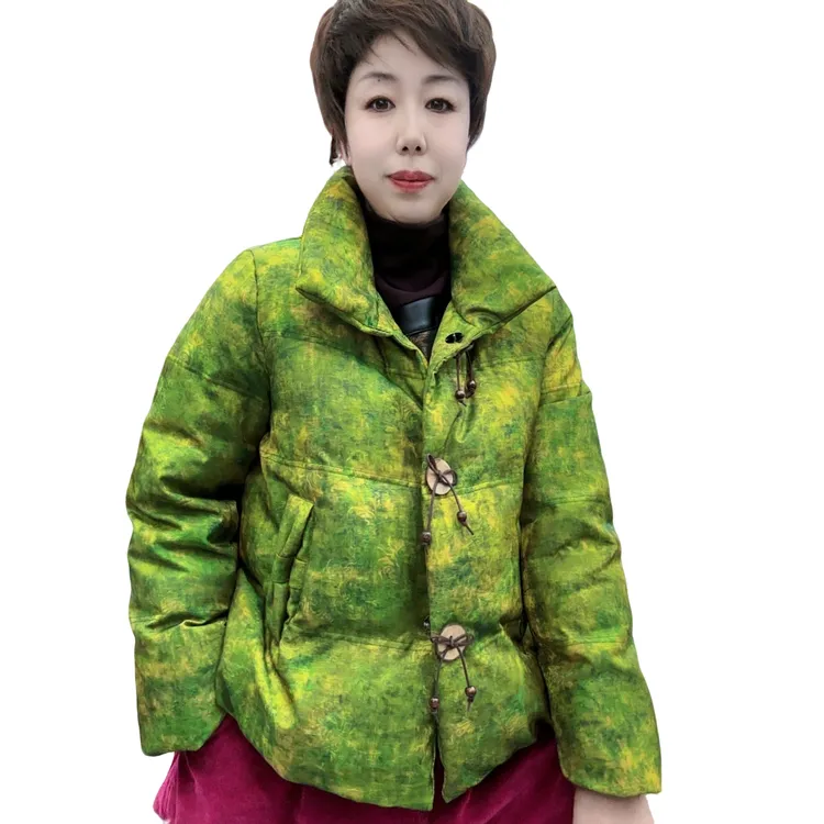 靓姿家 高端香云纱彩印加厚新国风棉衣