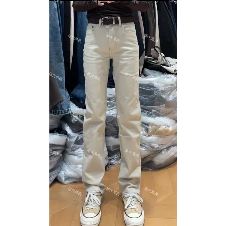 51879【陈大漂亮家秋冬牛仔裤女】直筒窄版长裤