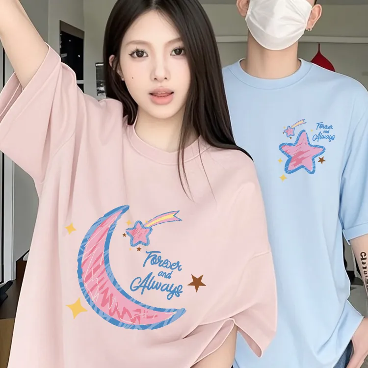 情侣装两件装套装2025新款高级感网红夏天一男一女纯棉短袖t恤潮