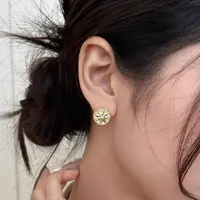 合金锆石耳饰 9593号36148百搭复古时尚镶嵌设计太阳花质感耳钉