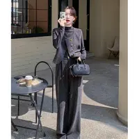 休闲灰色马甲阔腿裤套装3150女春秋老钱风三件套穿搭大方得体减龄