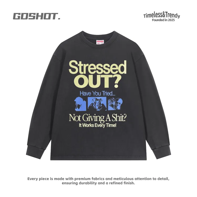 水洗做旧美式字母数码直喷印花连帽卫衣vintage复古宽松版型T恤男