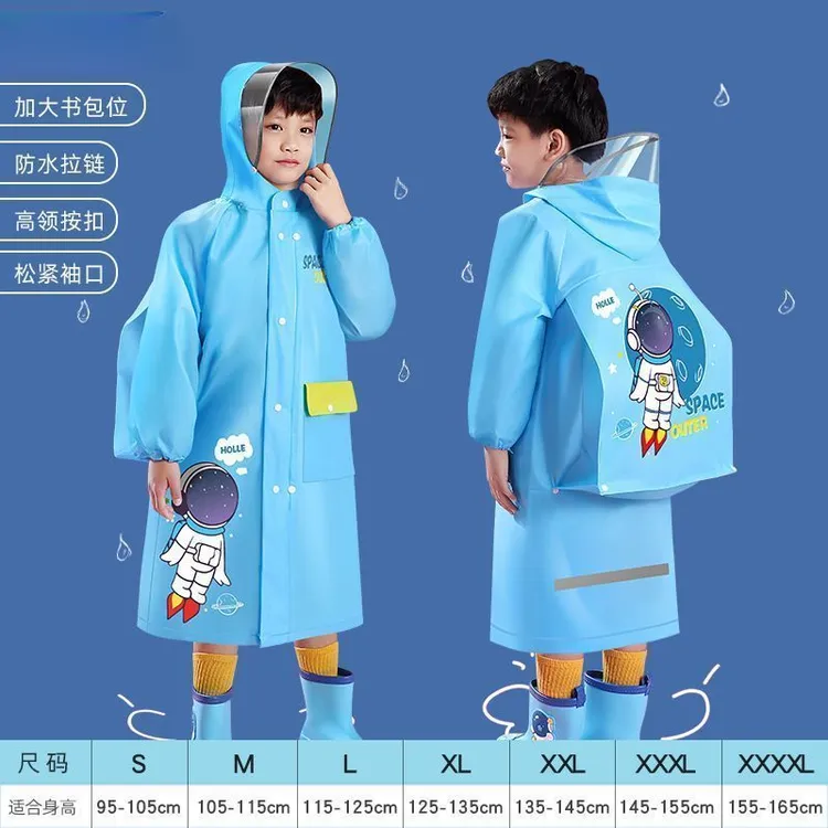 雨衣儿童卡通图片带书包位小学生雨披防水下雨天幼儿园男女童长款