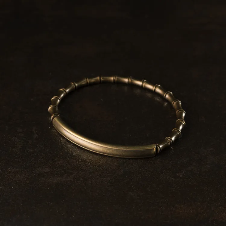 黄铜手链 原创设计简约金属手链男 复古铜珠子手串女国潮情侣饰品
