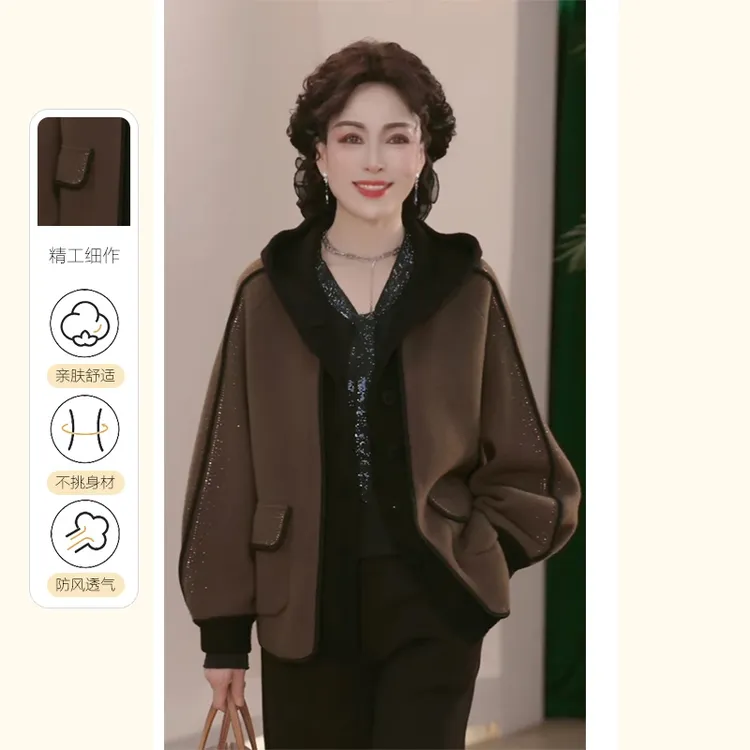  2025新款妈妈装秋装洋气上衣服气质中年女装休闲时尚百搭短外套