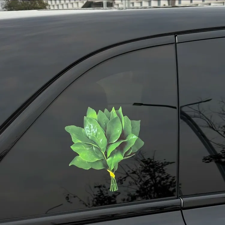 有趣个性好运碌柚叶汽车车窗贴纸晦气走走汽车装饰创意贴画