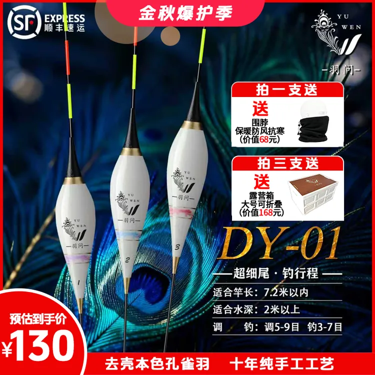 羽问DY01本色羽彩绘日夜两用LED硬尾电子滑口无限野钓鲫鱼专用漂