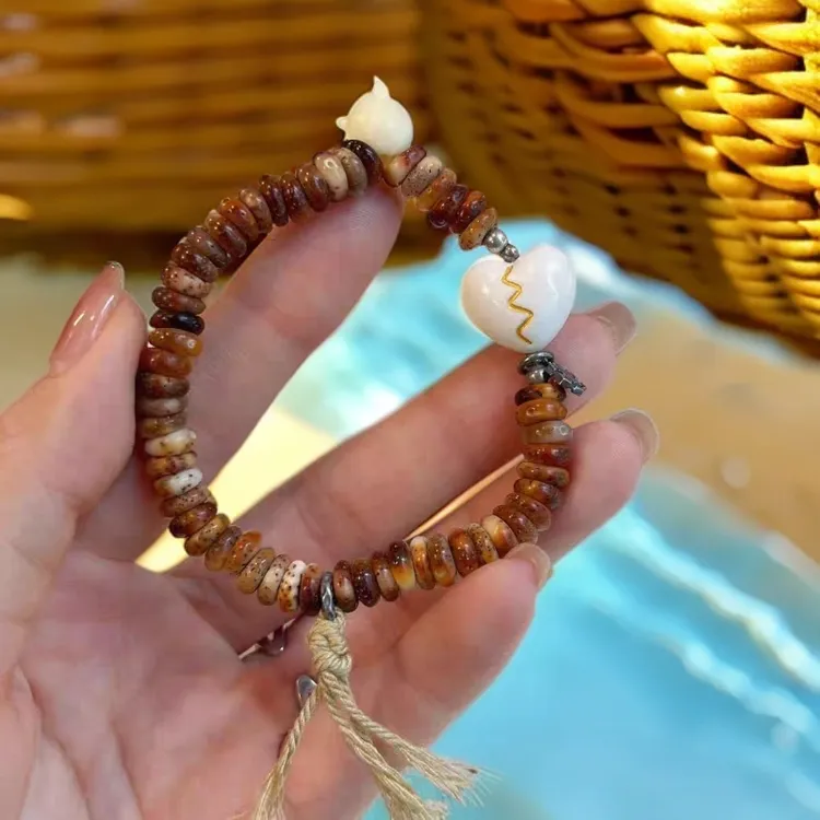 特级星月菩提纯手工打磨火烧云泥鳅背石玉料文玩单圈男女款手串 