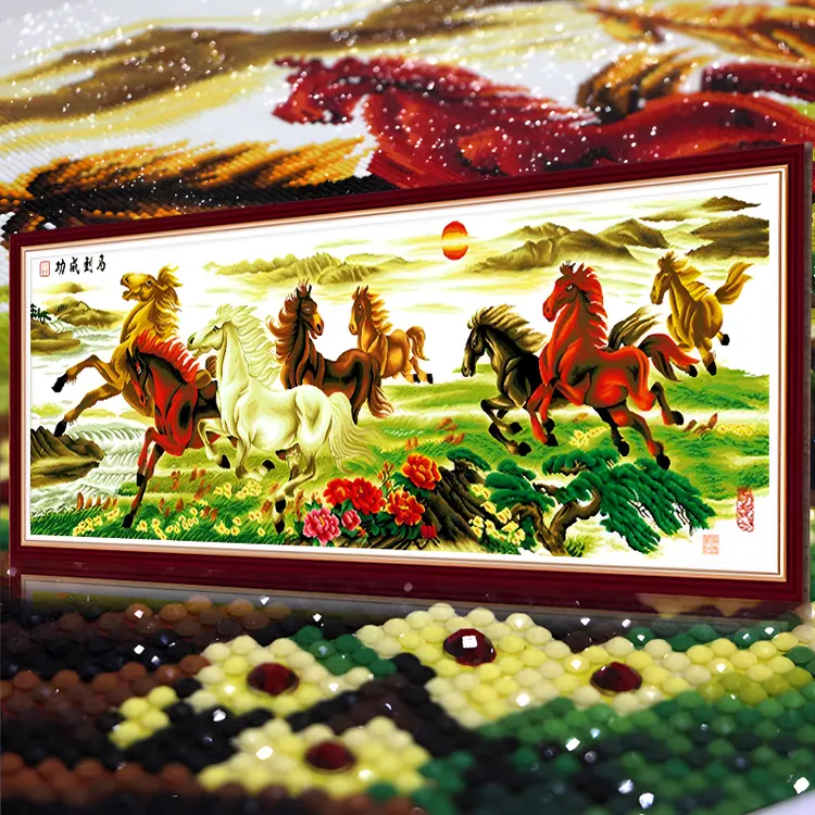 马到成功钻石画2025新爆款客厅八骏图粘贴钻画手工5DIY点钻十字绣
