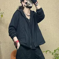 （亿派）2025薄棉秋冬新款压线防跑棉休闲宽松拉链连帽百搭休闲棉衣