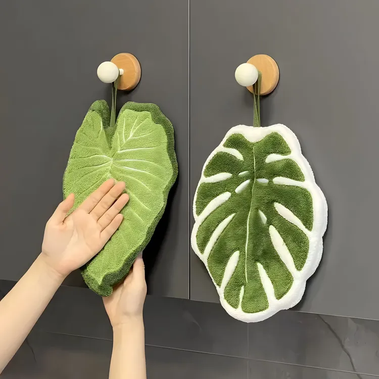 海芋擦手巾仿真叶子加大擦手巾可爱挂式小毛巾珊瑚绒毛巾柔软吸水