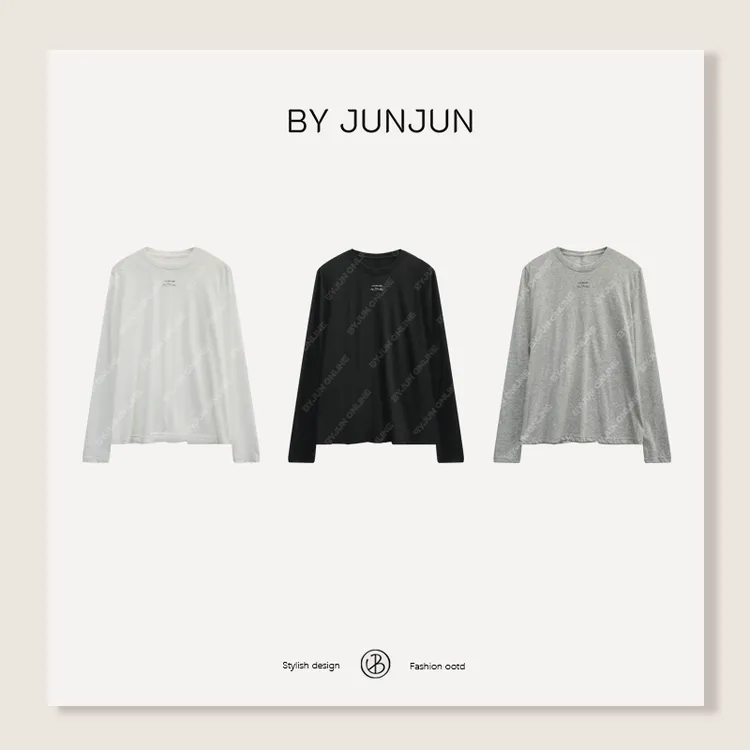 BYJUN秋冬 亲肤丝滑感字母打底极简通勤长袖T恤