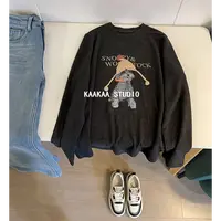 REKAYYAT"带帽小狗“冬季时尚洋气通勤百搭卡通印花圆领打底衫