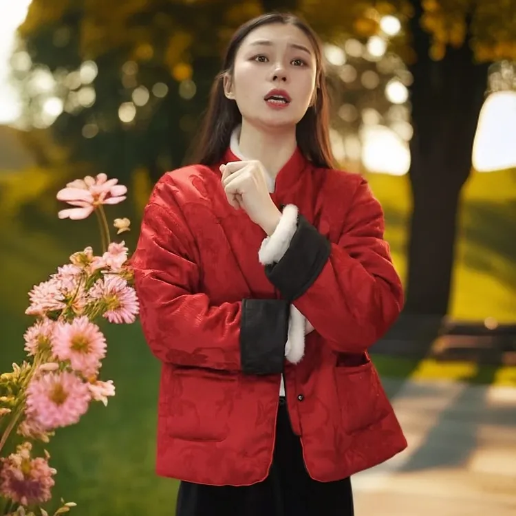 新中式盘扣喜婆婆喜妈妈本命年2025新年拜年服红色双面穿正品外套