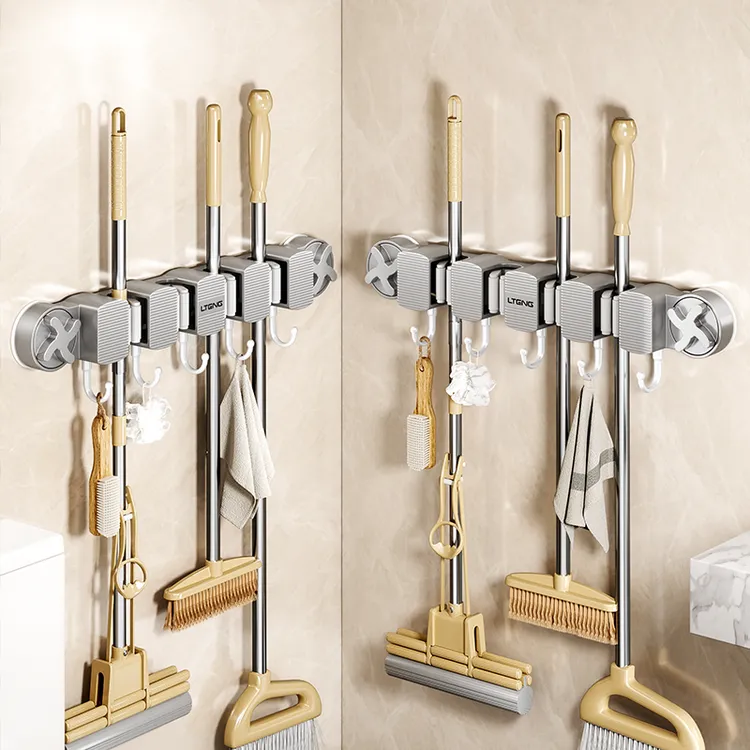 吸盘拖把夹挂钩置物架卫生间强力挂架浴室壁挂夹免打孔厨房强承重
