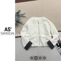 SIMIDA诗觅 韩系格纹压线圆领短外套