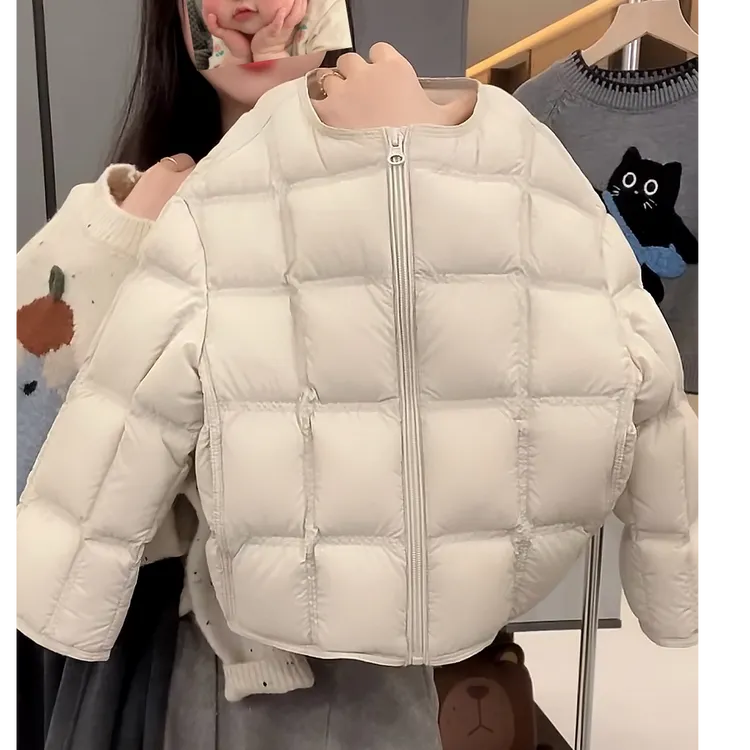 【小首尔】【泡芙奶泡】冬男女童韩版简约方格纹休闲保暖棉服HBB8425