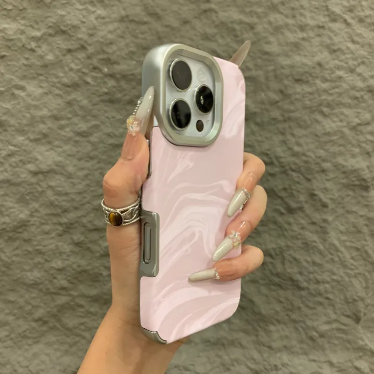 新款电镀绒布水波纹适用苹果17pro手机壳iPhone16/15pro简约14软