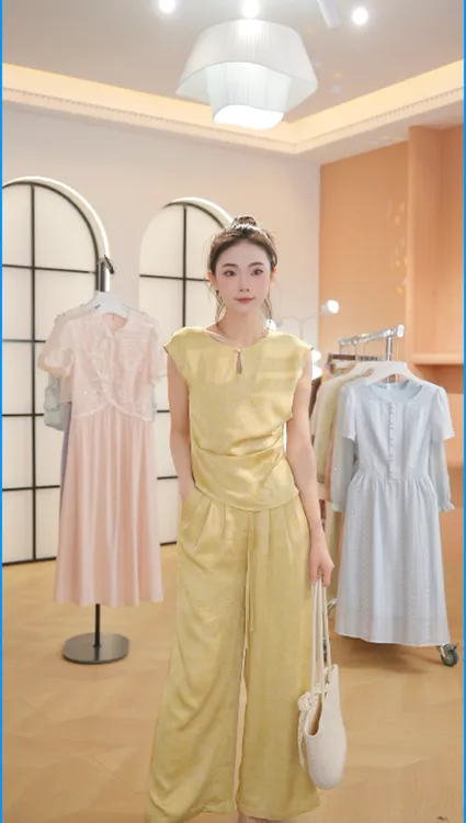 Z8305夏女士高端时尚两件套洋气百搭宽松拼接撞色套装女