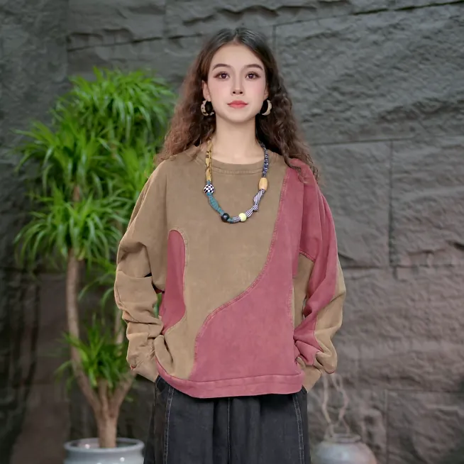 【柔感纯棉卫衣】秋款女装长袖百搭圆领打底衫显瘦大码宽松上衣