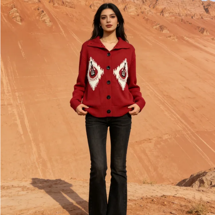 民族风时尚毛针织衫艾特莱斯提花百搭款