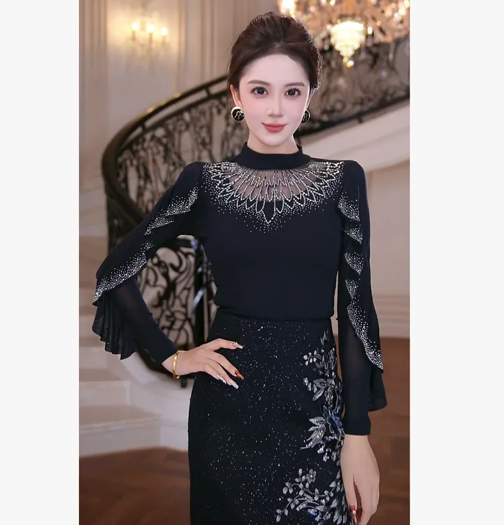 【芙娜妮】秋冬洋气高贵上衣针织打底衫女款爆款2025新款F2530846A