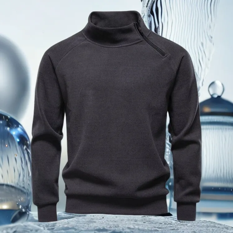 半高领拉链2025保暖男士德绒打底衫男秋冬卫衣内搭双面绒长袖t恤