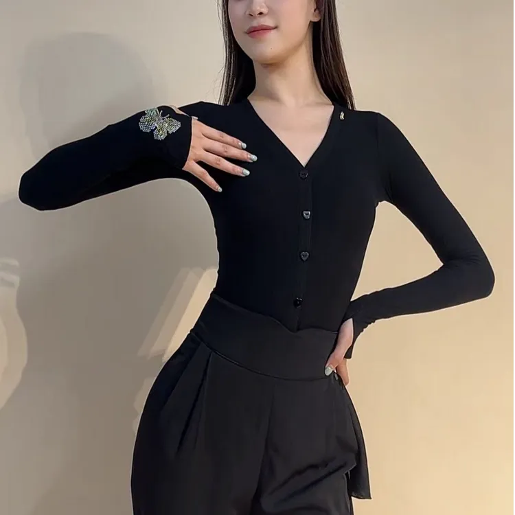 YRSS舞服♥蝶恋花美拉德长袖款进口立体软绵长袖上衣(连体无胸垫）