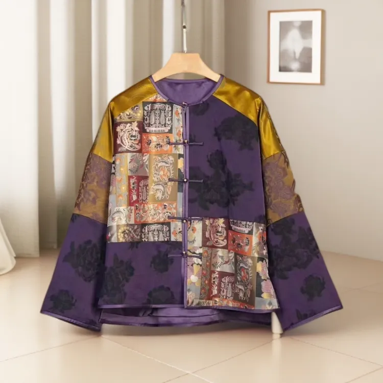 【东方织梦】中式新款拼色百衲衣外套加棉加厚棉服