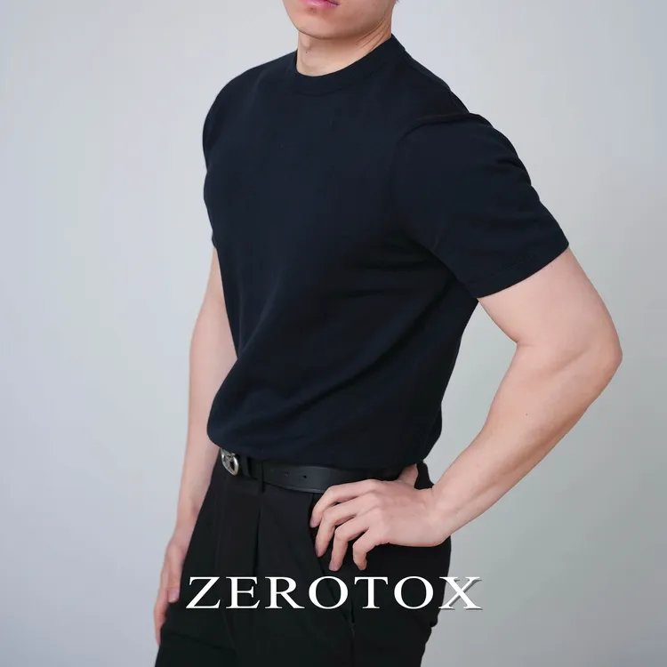 Premium Cotton纯棉纱针织修身男士短袖T恤60支经典提花圆领简约