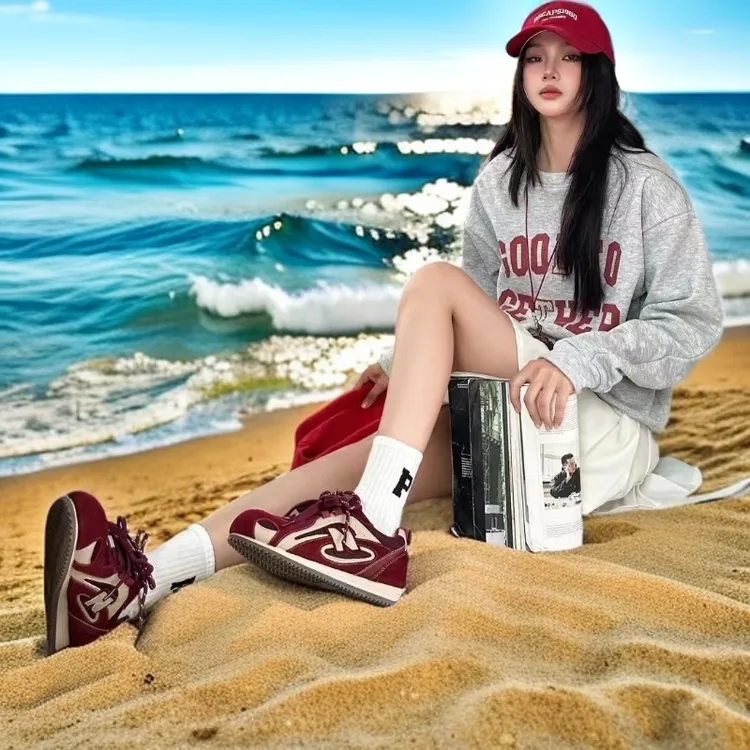 薄款真皮户外休闲鞋德训鞋秋冬新款时尚百搭轻便潮流学院风运动鞋