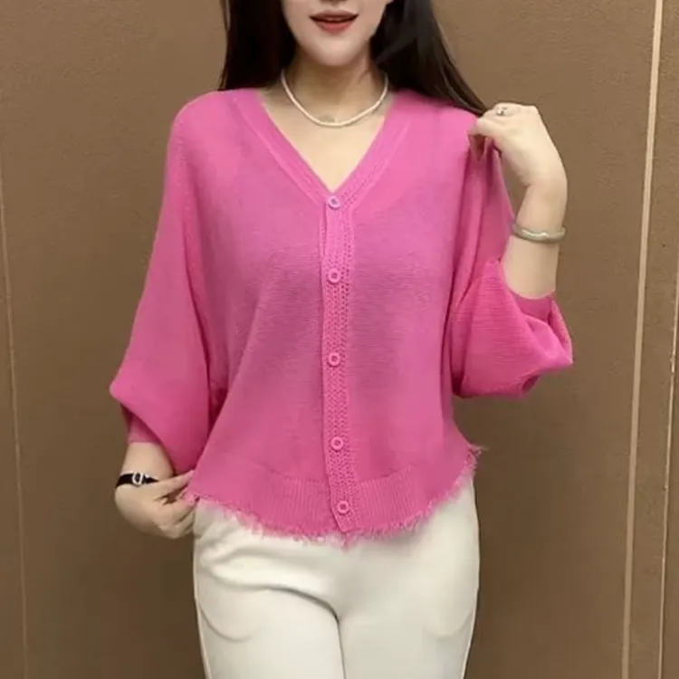 【莱赛尔天丝】2025夏季新款蝙蝠袖开衫百搭空调披肩防晒衫妈妈装