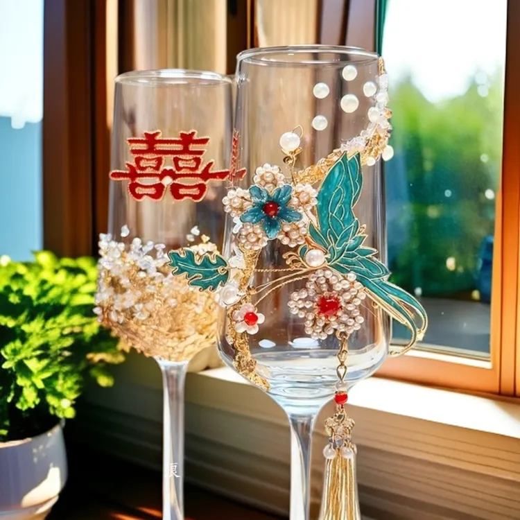 敬酒杯diy结婚酒杯结婚结婚礼物手工送闺蜜的新婚礼物红酒杯