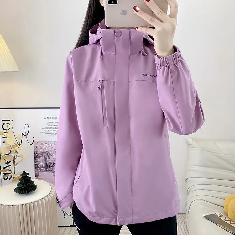 新款春秋软壳冲锋衣女防风防水透气薄款外套户外运动休闲登山服女