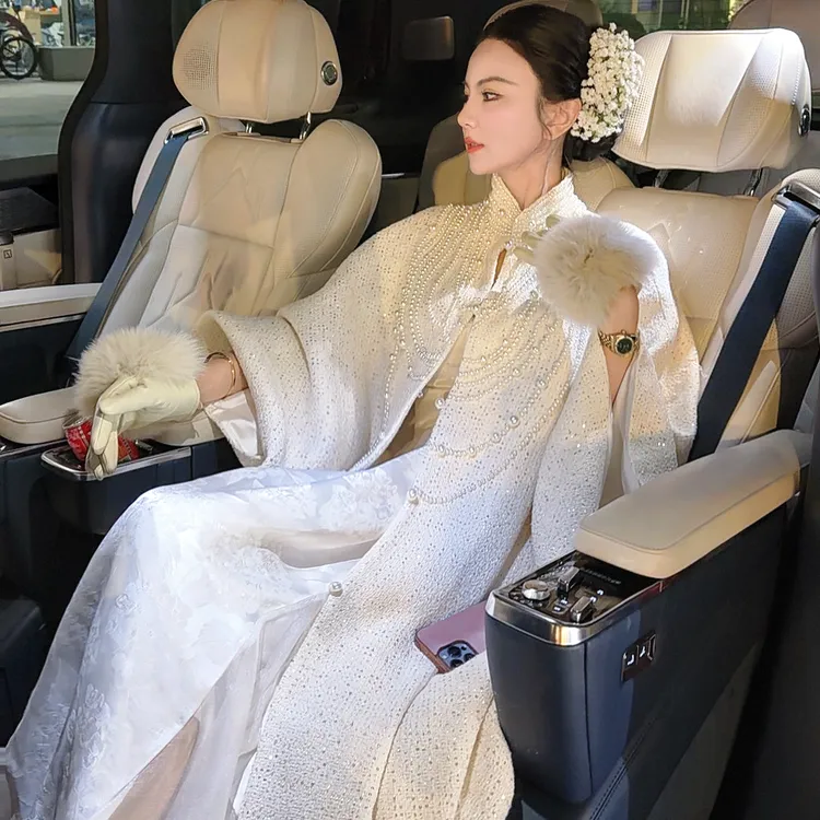 魏元高定/禅意重工国风老钱风宽松羊毛立领秋冬披肩外套-1092