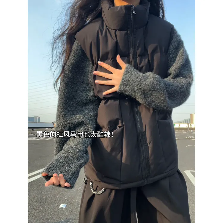 V37 慵懒风马甲男款秋冬季棉服宽松休闲高街潮流百搭无袖立领外套