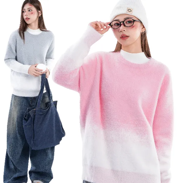 IDLE IDOL少女风衫百搭针织宽松女长袖中长款毛衣扎染时尚秋冬ins