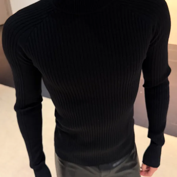 【FANG BH】男士秋冬软糯舒适坑条纹理加厚收腰长袖针织毛衣打底衫
