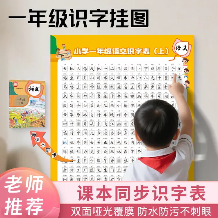 小学一年级语文课本同步识字挂图小学生认字生字识字表大全幼儿园