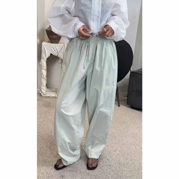 艾塔莉百搭慵懒风休闲裤子女夏季新款胖mm显瘦薄款高腰阔腿裤