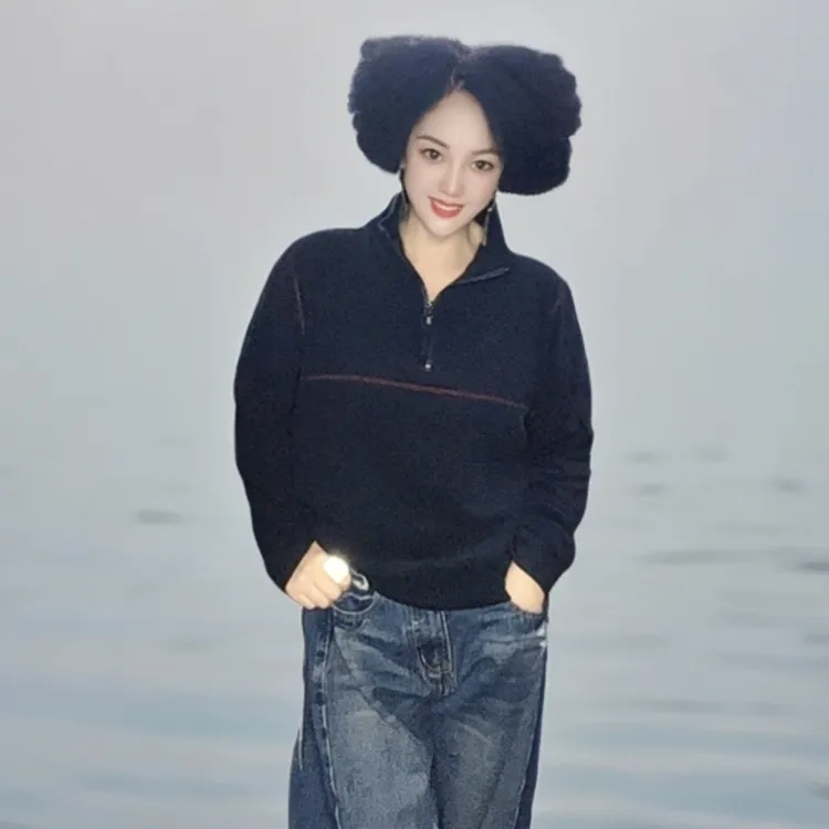 保暖德绒加厚款中长款打底衫网红高领时尚女士