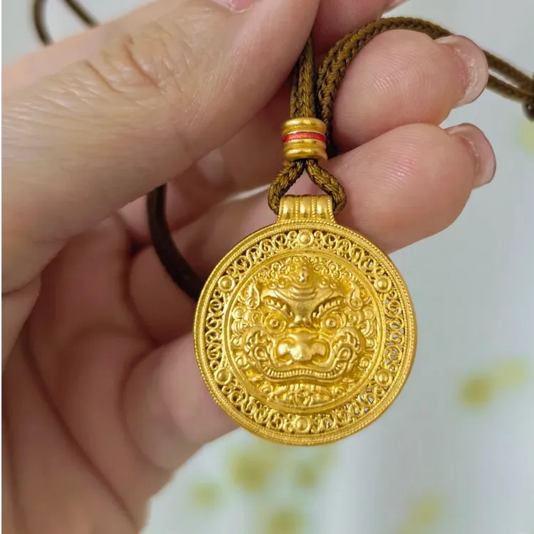 ZTSZ56113圆形貔貅蝙蝠罗盘珐琅花丝吊坠石膏模具黄金石膏模具