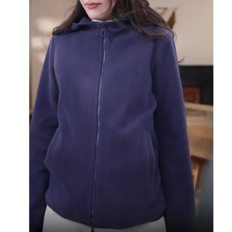 高品质超柔针织摇粒绒连帽双开拉链外套2025秋冬新款休闲百搭上衣