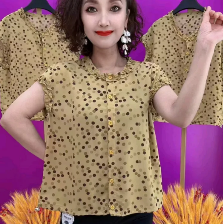 《专柜品质》夏季新款时尚洋气百搭气质宽松显瘦休闲花边女士上衣