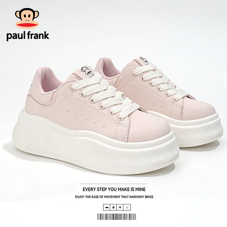 大嘴猴超厚底松糕鞋女高颜值增高小白鞋秋季爆款小个子绑带板鞋女