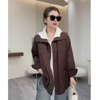 轻风衣褶皱肌理感帅气潇洒宽松大码外套 80508