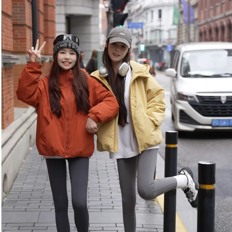 V/雅鹿2025双拉链运动户外男女同款90白鸭绒羽绒服短款百搭情侣