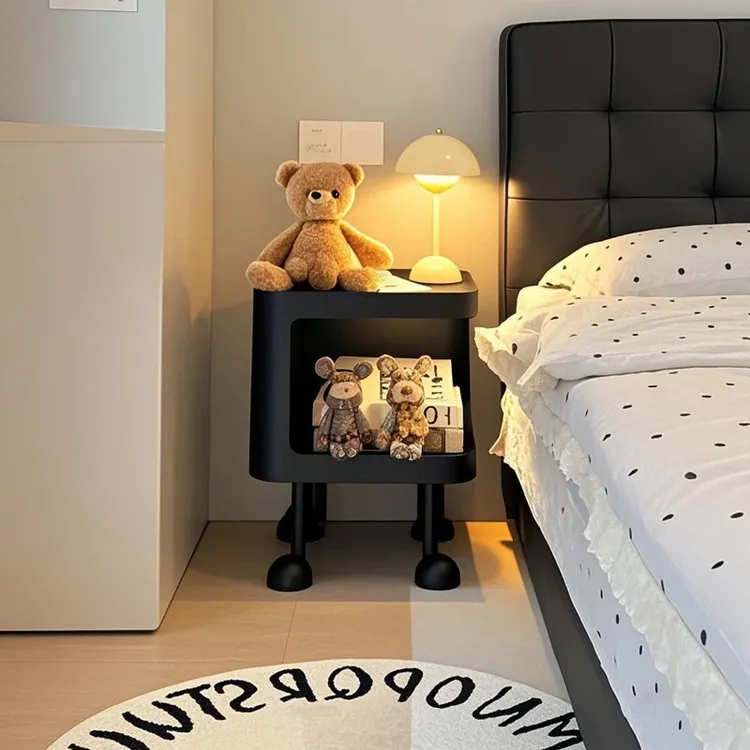 小型床头柜简约现代家用卧室床头边柜置物架子小茶几带灯创意边几