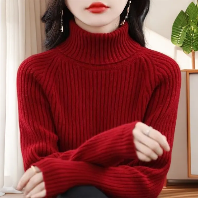 高领纯100羊绒衫女士内搭宽松柔软亲肤保暖厚款冬季新羊毛衫毛衣