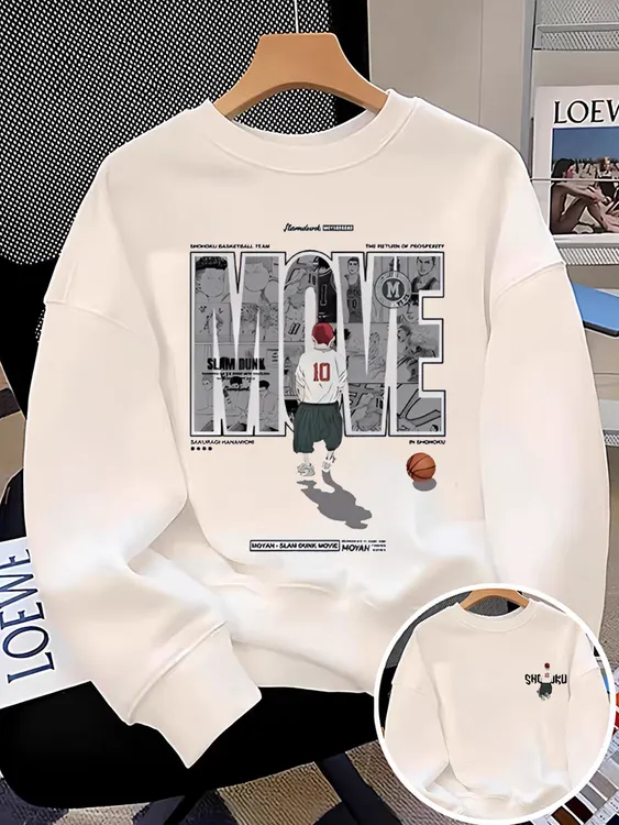 秋冬男士圆领印花卫衣时尚设计无帽套头美式休闲保暖不起球打底衫